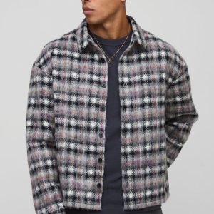 Oversized Brushed Flannel Shirt Jacket