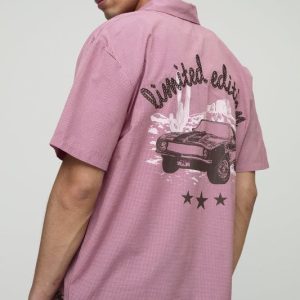 Oversized Western Print Check Shirt