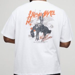 Plus Oversized Homme Western Print T-Shirt