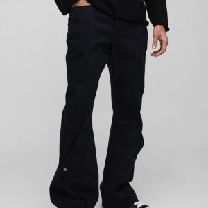 Relaxed Rigid Flared Bootcut Popper Gusset Denim Jeans