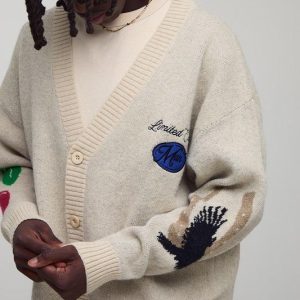 Oversized Western Jacquard Knitted Cardigan