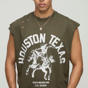 Oversized Boxy Western Graphic Distressed T-Shirt