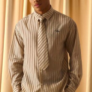 Stripe Oversized Shirt with Tie