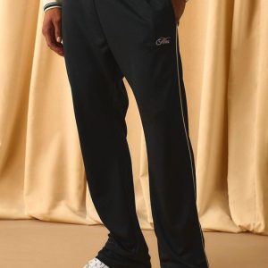 Slim Stacked Flare Embroidered Stripe Tricot Track Pants