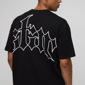 Black Oversized Star Graphic T Shirt