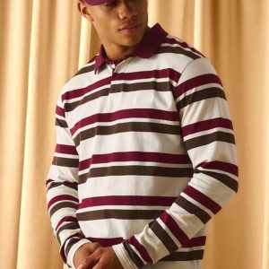 Regular Man Embroidered Stripe Polo
