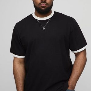 Plus Ringer Crew Neck Regular Fit T-Shirt