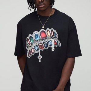 Tall Oversized Diamond Print T-Shirt