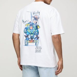 White Oversized Extended Neck Disney Toy Story License T-Shirt