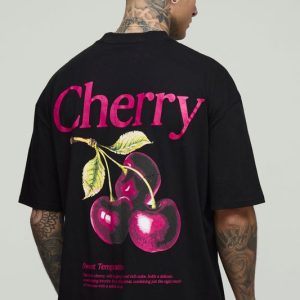 Tall Oversized Cherry Graphic T Shirt
