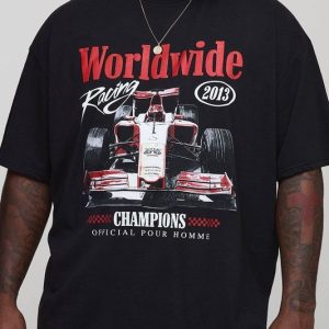 Plus Oversized Worldwide Racing Print T-Shirt