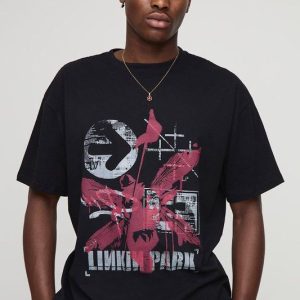 Black Oversized Linkin Park License Printed T-Shirt