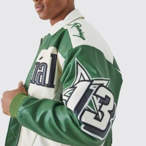 Boxy Fit PU Moto Collared Bomber Jacket