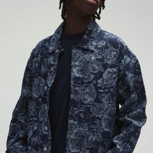 Oversized Floral Denim Jacquard Shirt