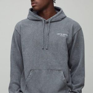 Charcoal Oversized Limited Edition Washed Printed Hoodie