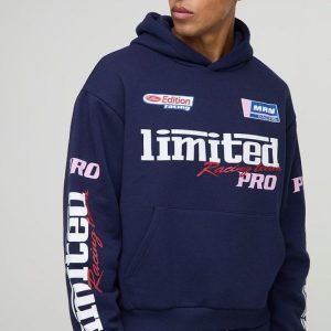 Oversized Boxy Moto Graphic Hoodie