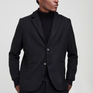 Straight Fit Boucle Single Breasted Blazer