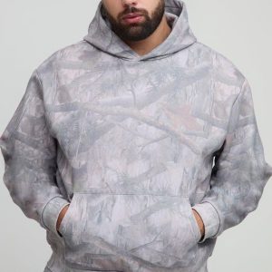 Plus Washed Camo Embroidered Boxy Oversized Hoodie