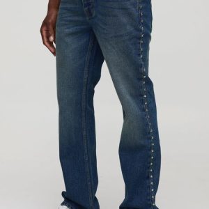 Slim Flared Antique Blue Star Studded Jeans