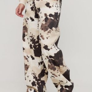 Baggy Fit Cow Print Denim Jeans