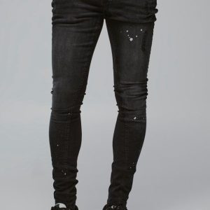 Super Skinny Distressed Paint Splat Jeans