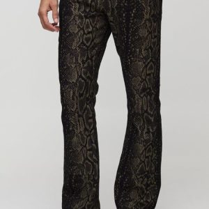 Slim Flared Croc Denim Carpenter Jeans