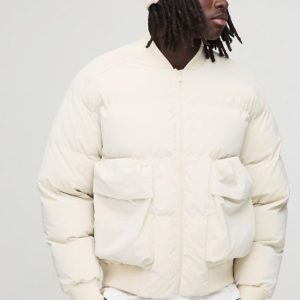 Regular Fit Padded Pocket Bomber Jacket
