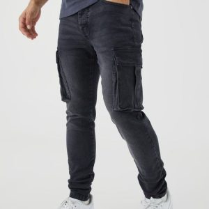 Skinny Stretch Washed Cargo Jeans