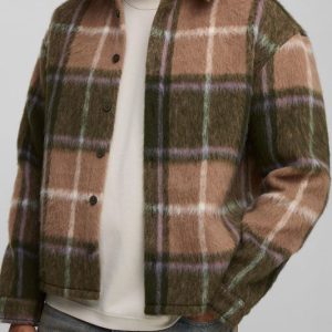 Oversized Brushed Flannel Shirt Jacket