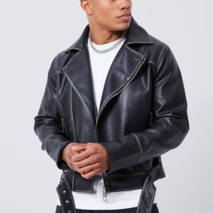 Boxy Vintage Pu Biker Jacket