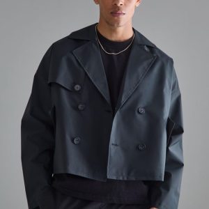 Cropped Double Breasted Trench Coat