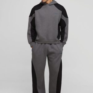 Oversized Boxy Man Seam Detail Hooded Tracksuit