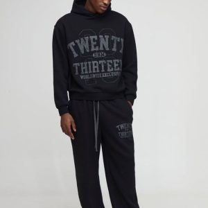 Oversized Boxy Varsity Zip Through Hooded Wide Leg Tracksuit