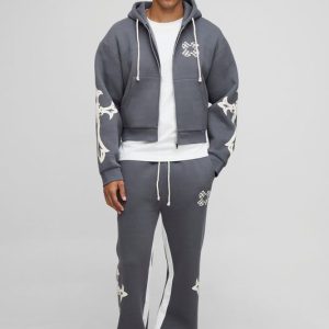 Shrunken Cross Hooded Zip Flare Gusset Tracksuit