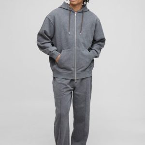 Oversized Washed Zip Through Hooded Tracksuit
