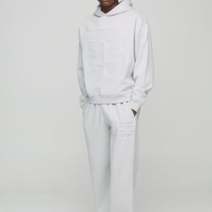 Oversized Boxy Varsity 25 Debossed Hooded Tracksuit