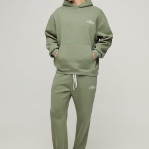 Oversized Script Hooded Split Hem Tracksuit