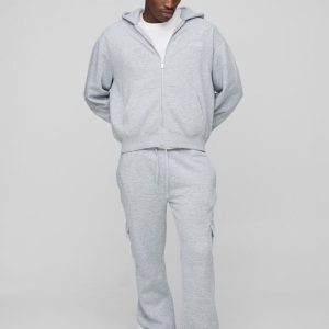 Oversized Boxy Man Script Zip Through Gusset Tracksuit