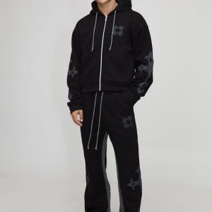 Shrunken Cross Hooded Zip Flare Gusset Tracksuit
