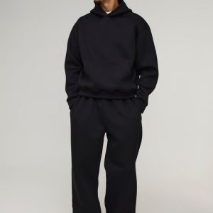 Oversized Boxy Bonded Scuba Hooded Wide Leg Tracksuit