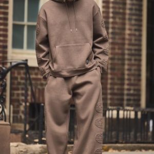 Oversized Boxy Worldwide Debossed Wide Leg Tracksuit