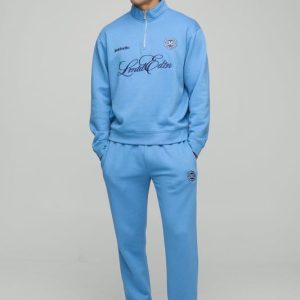 Oversized Boxy Quarter Zip Embroidered Tracksuit