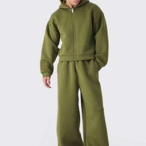 Oversized Extended Waist Shrunken Fit Scuba Hooded Tracksuit