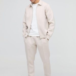 Regular Fit Bonded Scuba Harrington Jacket & Sweatpants Set
