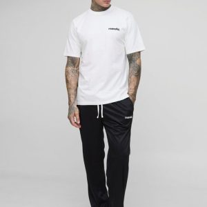 Tall Regular Man Embroidered T-Shirt & Oversized Tricot Extended Drawcord Sweatpants Set