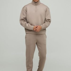 Oversized Boxy Quarter Zip Bonded Scuba Tracksuit