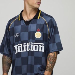 Oversized Boxy Raglan Edition Chequered Sports Top