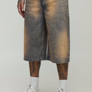 Tall Relaxed Fit Extreme Tinted Stonewash Longline Jorts