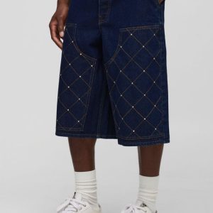 Embellished Carpenter Rigid Denim Longline Jorts