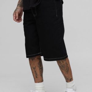 Tall Contrast Stitch Relaxed Denim Longline Jorts